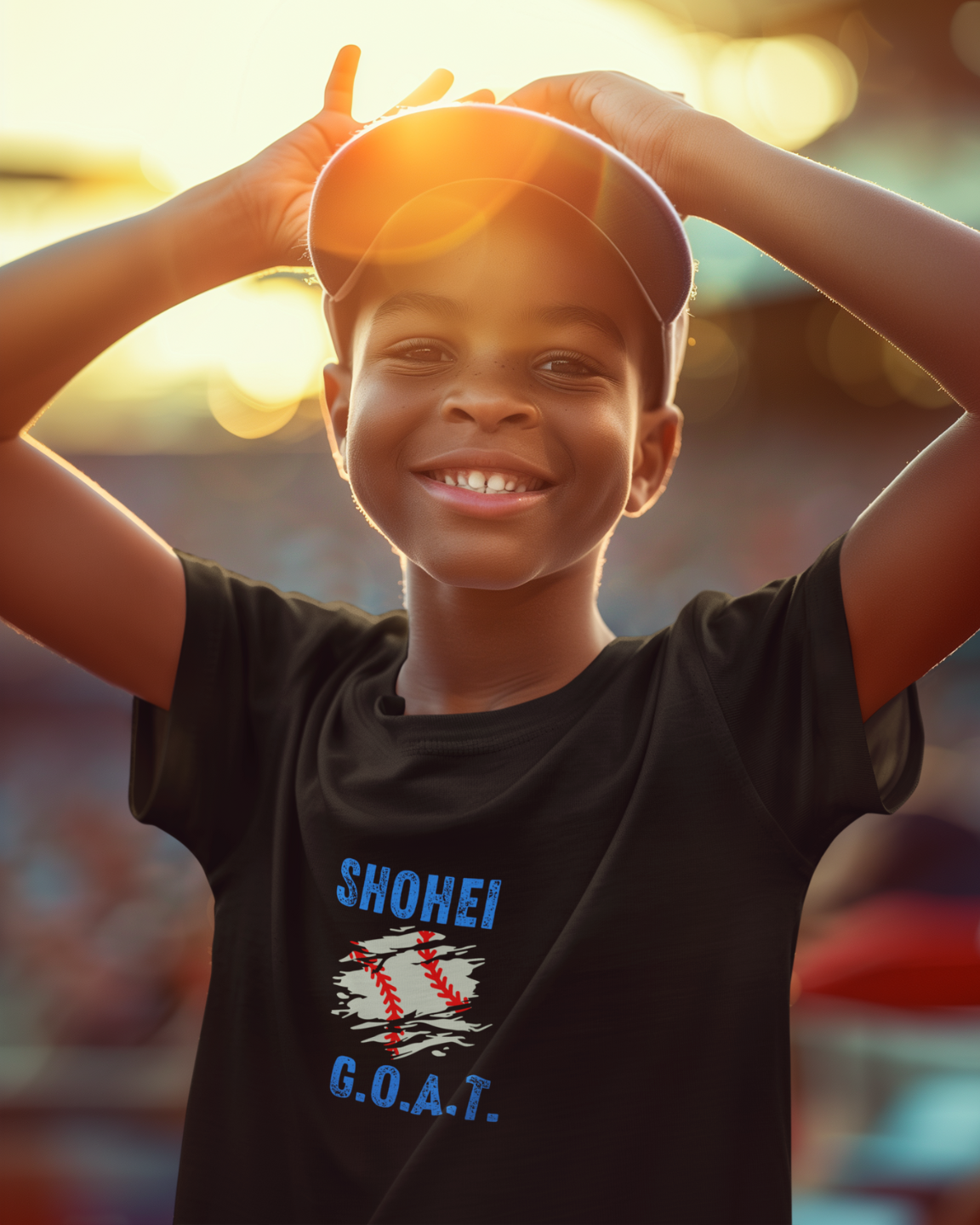 GOATEDDUDE - Shohei GOAT Baseball - Youth Tee - Black - cotton/poly - GOATEDDUDE LLC