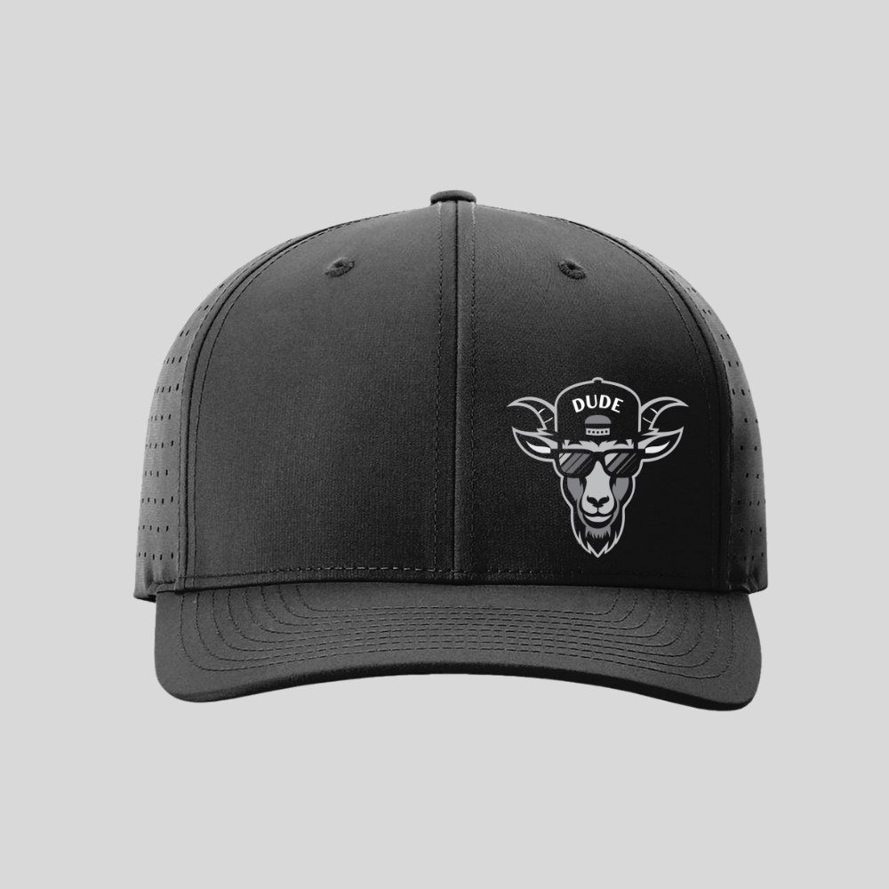GOATEDDUDE Left Panel Logo Black Performance Snapback Hat