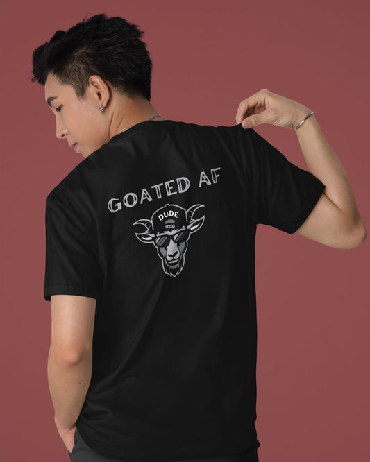 GOATEDDUDE - GOATED AF - Adult Motivational Tee - Black - cotton/poly