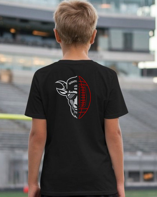 GOATEDDUDE - Football Goat - Youth Tee - Black - cotton/poly
