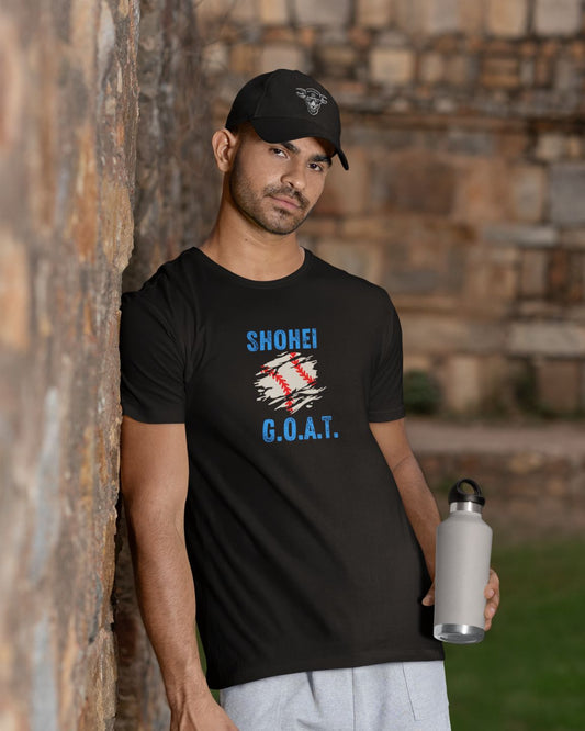 GOATEDDUDE - Shohei GOAT Baseball - Adult Tee - Black - cotton/poly