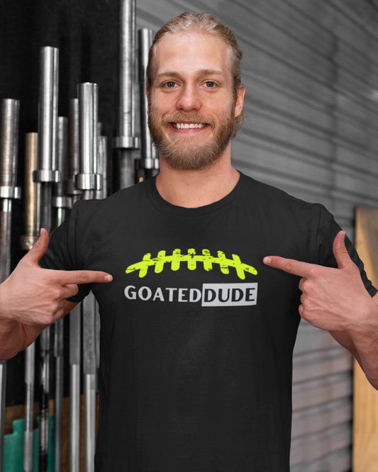 GOATEDDUDE - LACES - Adult Football Tee - Black - cotton/poly