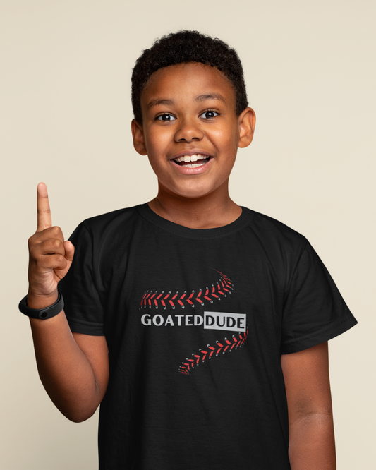 GOATEDDUDE - SEAMS Baseball - Youth Tee - Black - cotton/poly