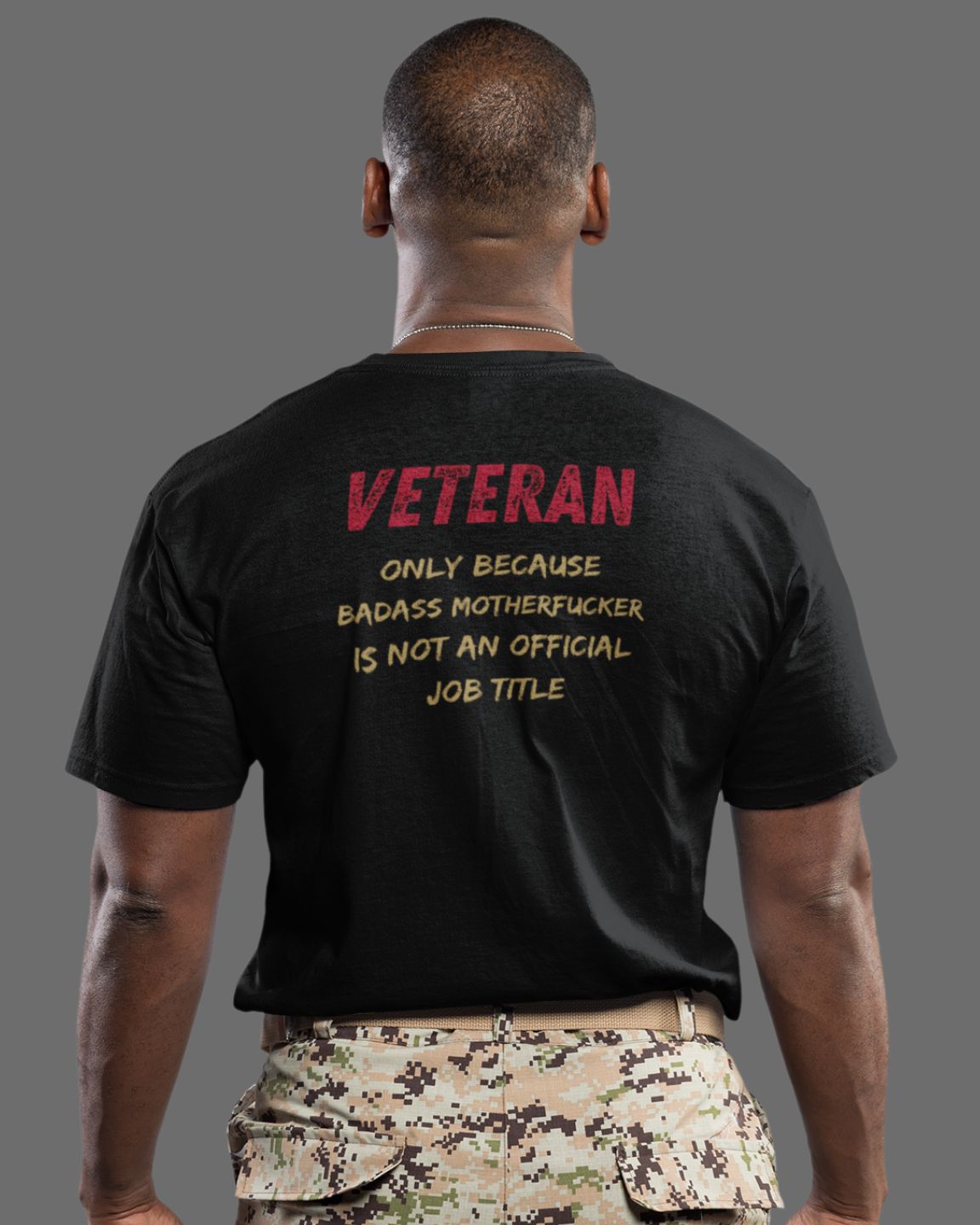 GOATEDDUDE - VETERAN BADASS - Adult Motivational Tee - Black - cotton/poly - GOATEDDUDE LLC